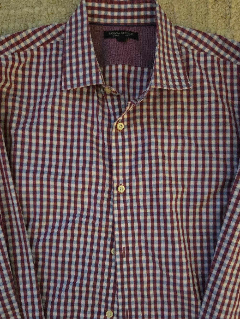 Banana Republic Men’s Red and White Check Dress Shirt